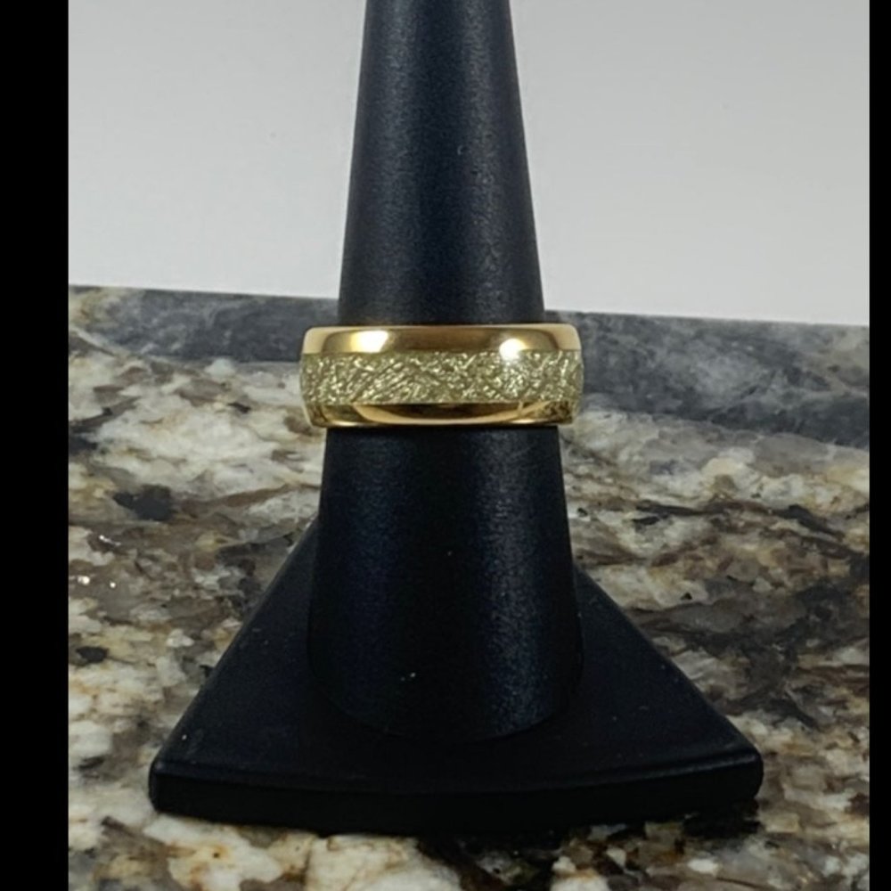 Tungsten size 8.5 ring w/ meteor inlay